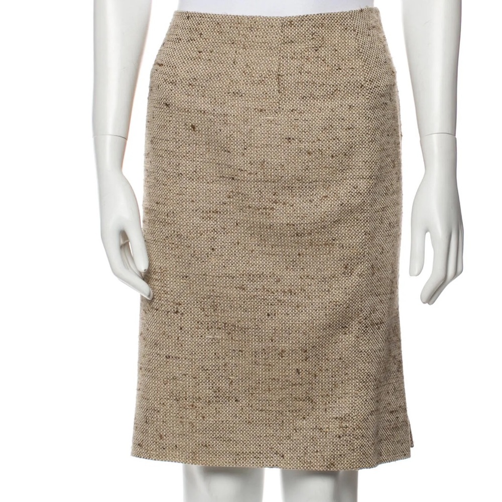 Valentino women's‎ tweed pencil Skirt slits knee length neutral Made in Italy